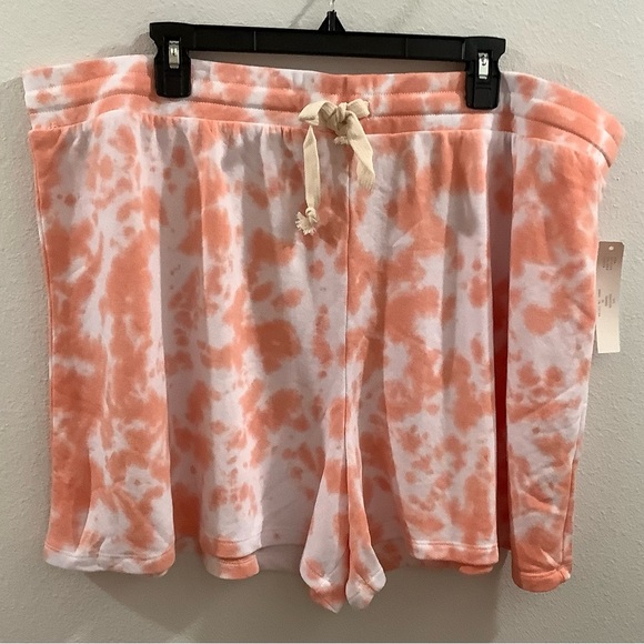 Theo & Spence Pants - Women's Tie-Dye Shorts in Orange and White